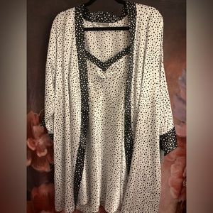 Cute Black and White Polka Dot Robe and Slip Set NWT Size S/M
